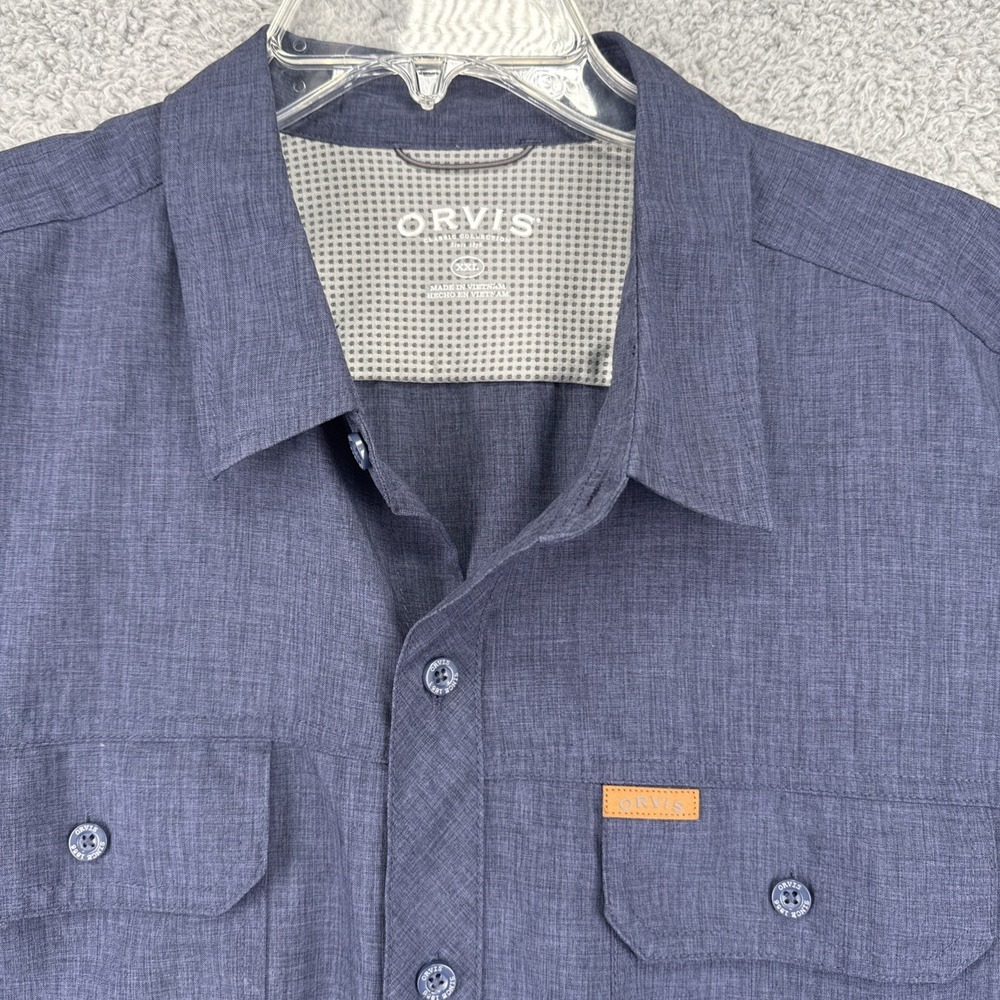 Orvis Fishing Shirt Mens XXL Blue Short Sleeve Button Up Performance Regular Fit
